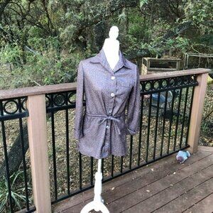 Hip Vintage Button Trench Top Speckled Print M/L